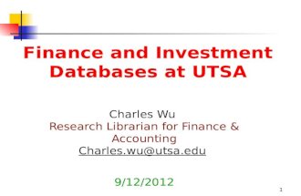 Finance and Investment Databases at UTSA
