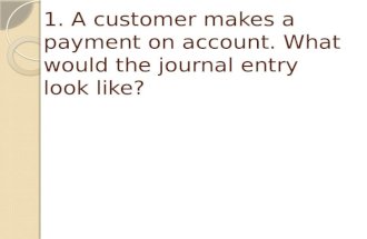 1. A  customer makes a payment on account. What would the journal entry look like?