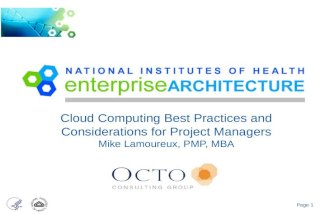 Cloud Computing Best Practices and Considerations for Project Managers Mike  Lamoureux , PMP, MBA