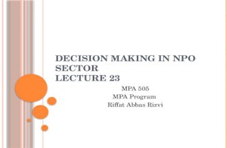 Decision Making in NPO Sector  Lecture  23