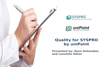 Quality for SYSPRO by  uniPoint