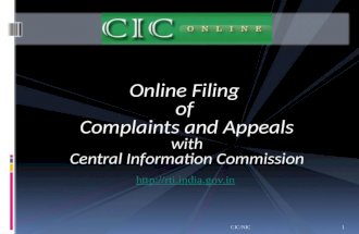 Online Filing  of  Complaints and Appeals  with  Central Information Commission