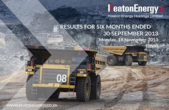 RESULTS FOR SIX MONTHS ENDED       30 SEPTEMBER 2013
