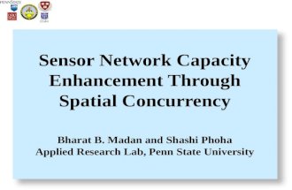 Sensor Network Capacity Enhancement Through Spatial Concurrency Bharat B. Madan and Shashi Phoha Applied Research Lab, Penn State University