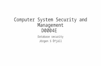 Computer System  Security  and Management D0004E