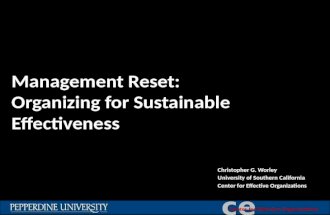 Management Reset: Organizing for Sustainable Effectiveness