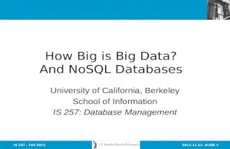 How Big is Big Data?  And  NoSQL  Databases
