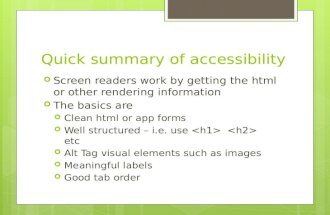 Quick summary of accessibility
