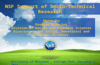 NSF Support of  S ocio-Technical  R esearch