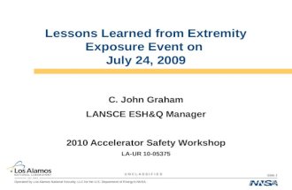 Lessons Learned from Extremity Exposure Event on  July 24, 2009