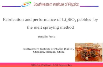 Fabrication  and performance of Li 4 SiO 4 pebbles   by the melt spraying method