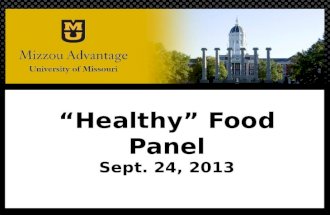 “Healthy” Food Panel Sept. 24, 2013