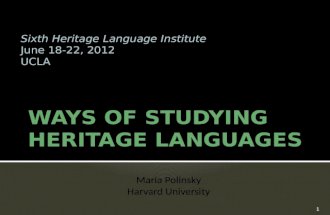 WAYS OF STUDYING  HERITAGE LANGUAGES