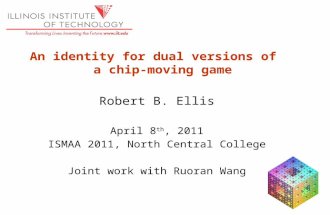 An identity for dual versions of  a chip-moving game Robert B. Ellis April 8 th , 2011 ISMAA 2011, North Central College Joint work with Ruoran Wang