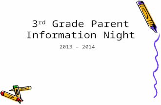 3 rd  Grade Parent Information Night
