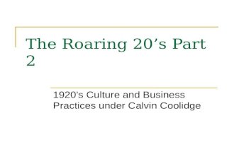 The Roaring 20’s Part 2