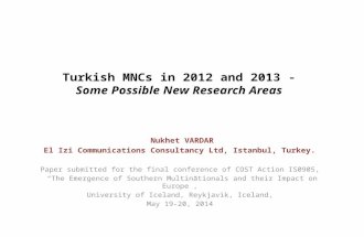 Turkish MNCs in 2012 and 2013  - Some Possible New Research Areas