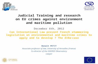 Judicial Training and research on EU crimes against environment and maritime  pollution