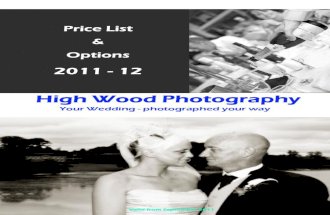 wedding price list 2011 - 2012