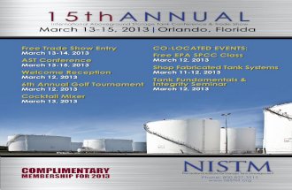 NISTM Brochure Mailer for the 15th Annual Intern'l AST Conference & Trade Show March 13-15, 2013