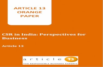 CSR in India: Perspectives for Business