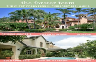 The Forster Team Are #1 In Pinecrest 2011 & 2012