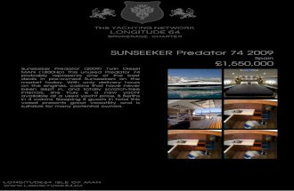 SUNSEEKER Predator 74, 2009, £1,550,000 For Sale Brochure. Presented By longitude64.im
