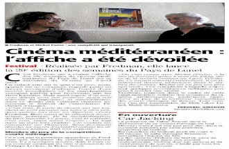 "Cinéma méditerrannéen: l'affiche a été dévoilée", Midi Libre, 9 mars 2013.