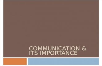 Chap001- Importance of Communication