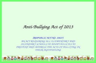 Powerpoint Anti Bullying Act in the Philippines