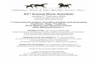 Canterbury Horse and Pony Breeders Society 43rd Annual Show Schedule February 2016