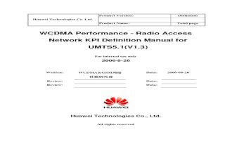 WCDMA Performance - Radio Access Network KPI Definititon Manual for UMTS
