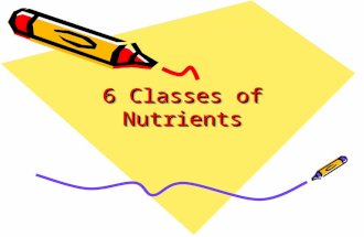 6 Classes of Nutrients. Research your Nutrient 1. Define it 2. Where can you find it? Nature, specific foods 3. Create a meal where you can use your nutrient.