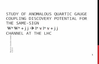 6/26/14 Mauricio Gonzalez-Aranda 1 STUDY OF ANOMALOUS QUARTIC GAUGE COUPLING DISCOVERY POTENTIAL FOR THE SAME-SIGN CHANNEL AT THE LHC.