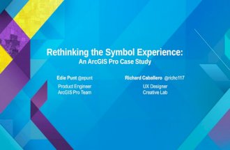 Rethinking the Symbol Experience: An ArcGIS Pro Case Study Edie Punt @ epunt Product Engineer ArcGIS Pro Team Richard Caballero @ richc117 UX Designer.
