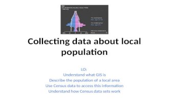Collecting data about local population LO: Understand what GIS is Describe the population of a local area Use Census data to access this information Understand.