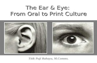 The Ear & Eye: From Oral to Print Culture Titik Puji Rahayu, M.Comms.