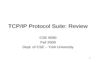 TCP/IP Protocol Suite: Review CSE 6590 Fall 2009 Dept. of CSE – York University 1.
