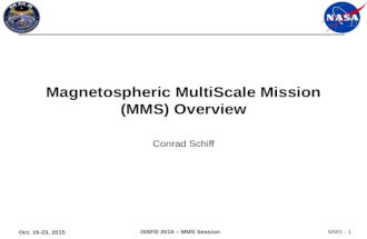 Oct. 19-23, 2015 ISSFD 2015 – MMS Session MMS - 1 Magnetospheric MultiScale Mission (MMS) Overview Conrad Schiff.