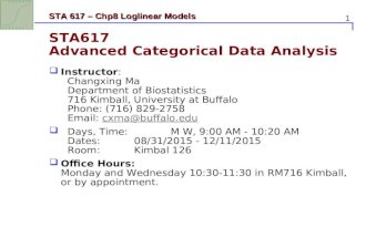 1 STA 617 – Chp8 Loglinear Models STA617 Advanced Categorical Data Analysis  Instructor: Changxing Ma Department of Biostatistics 716 Kimball, University.