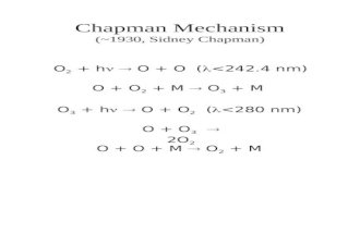 Chapman Mechanism (~1930, Sidney Chapman) O 2 + h  O + O (