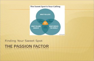 Finding Your Sweet Spot.  Passion is more than an emotion  Passion + Purpose = Ministry  Passion can be either destructive or exponentially productive.