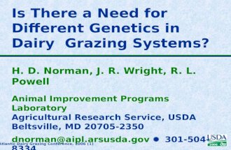 2006 Mid-Atlantic Dairy Grazing Conference, 2006 (1) Is There a Need for Different Genetics in Dairy Grazing Systems? H. D. Norman, J. R. Wright, R. L.