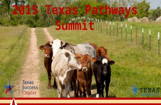 Welcome to the 2015 Texas Pathways Summit Cynthia Ferrell Executive Director, Texas Success Center Steve Head Chancellor, Lone Star College System, Texas.