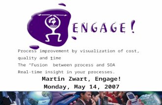 Martin Zwart, Engage! Monday, May 14, 2007 Process improvement by visualization of cost, quality and time The “Fusion” between process and SOA Real-time.