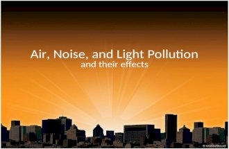 Air, Noise, and Light Pollution and their effects.