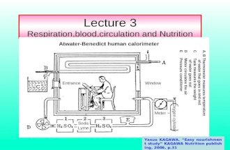 Lecture 3 Respiration,blood,circulation and Nutrition EntranceWindow Soda Lyme Meter Oxygen cylinder Yasuo KAGAWA. “Easy nourishment study” KAGAWA Nutrition.