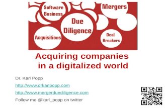 © Dr. Karl Popp Acquiring companies in a digitalized world Dr. Karl Popp   Follow me @karl_popp.