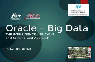 Oracle – Big Data THE INTELLIGENCE LIFE-CYCLE and Schema-Last Approach Dr Neil Brittliff PhD.