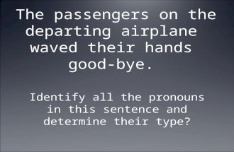 The passengers on the departing airplane waved their hands good-bye. Identify all the pronouns in this sentence and determine their type?